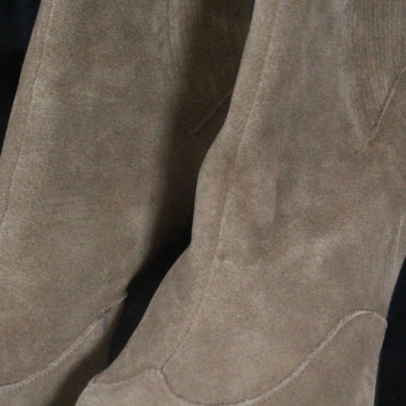 NEW ZARA CAMEL SUEDE WESTERN STYLE COWBOY ANKLE BOOTS SZ 39 - Picture 5 of 6
